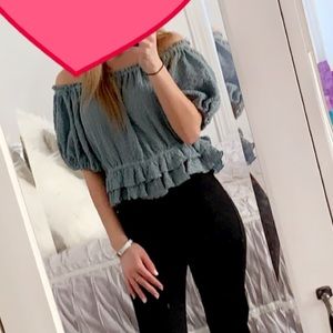 Off the shoulder puff sleeve top